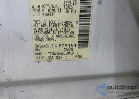 2015 Nissan Armada Platinum from USA, damaged, VIN 5N1AA0NE3FN605191